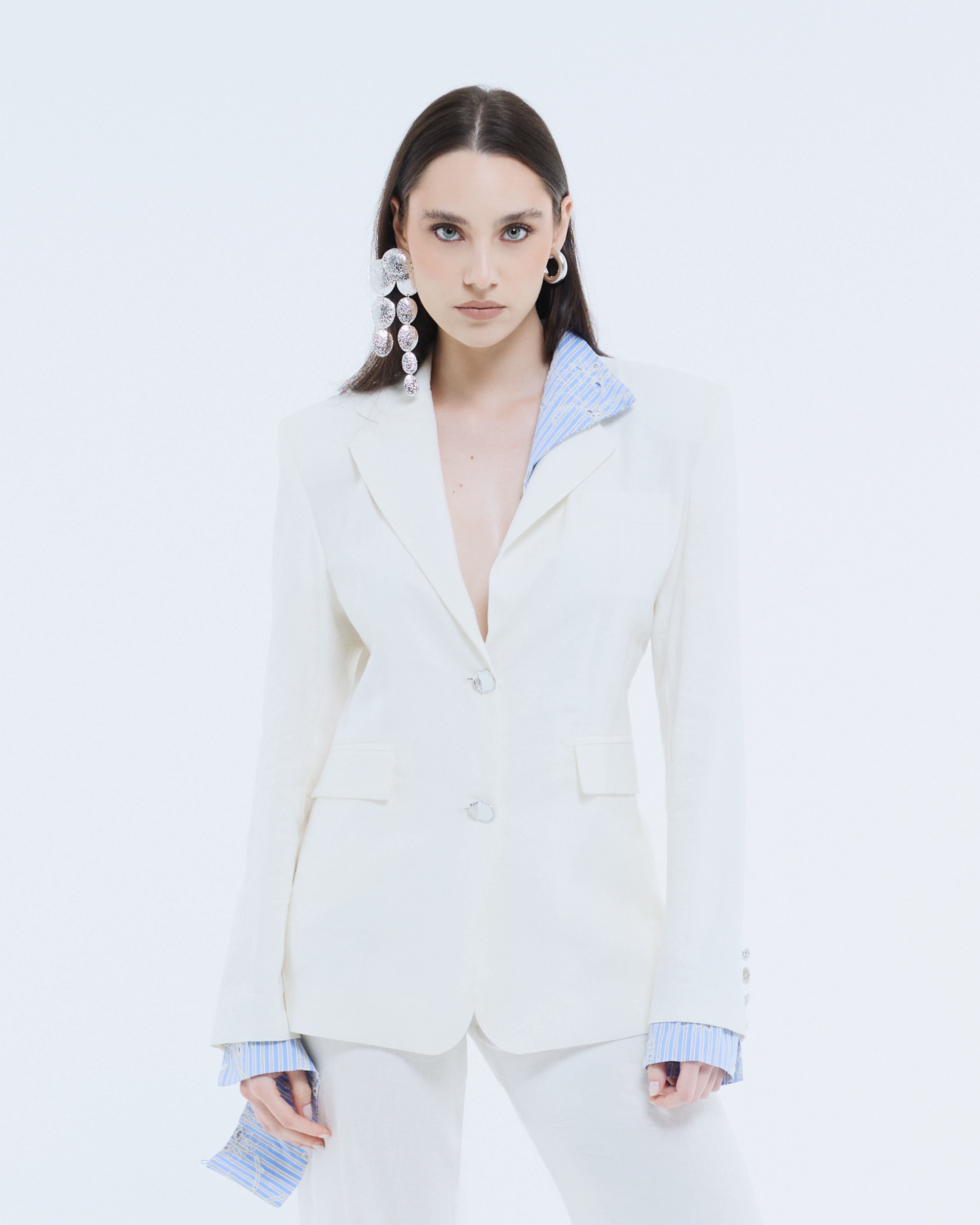 White Ecru Linen Jacket