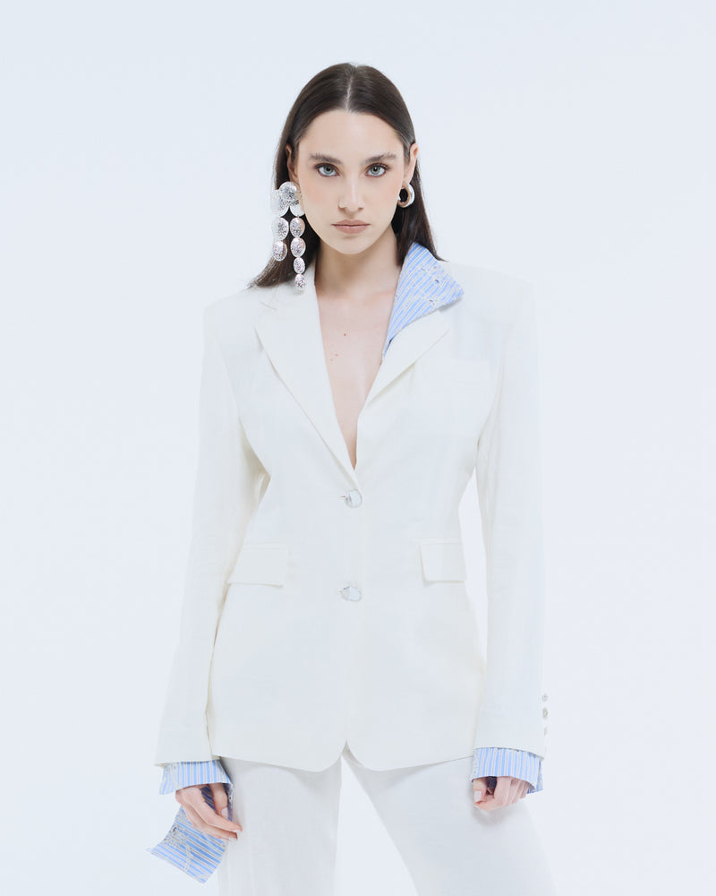 White Ecru Linen Jacket