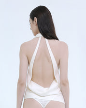 White Satin Backless Top