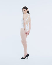 White Satin Backless Top
