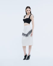 Satin Lace Midi Skirt
