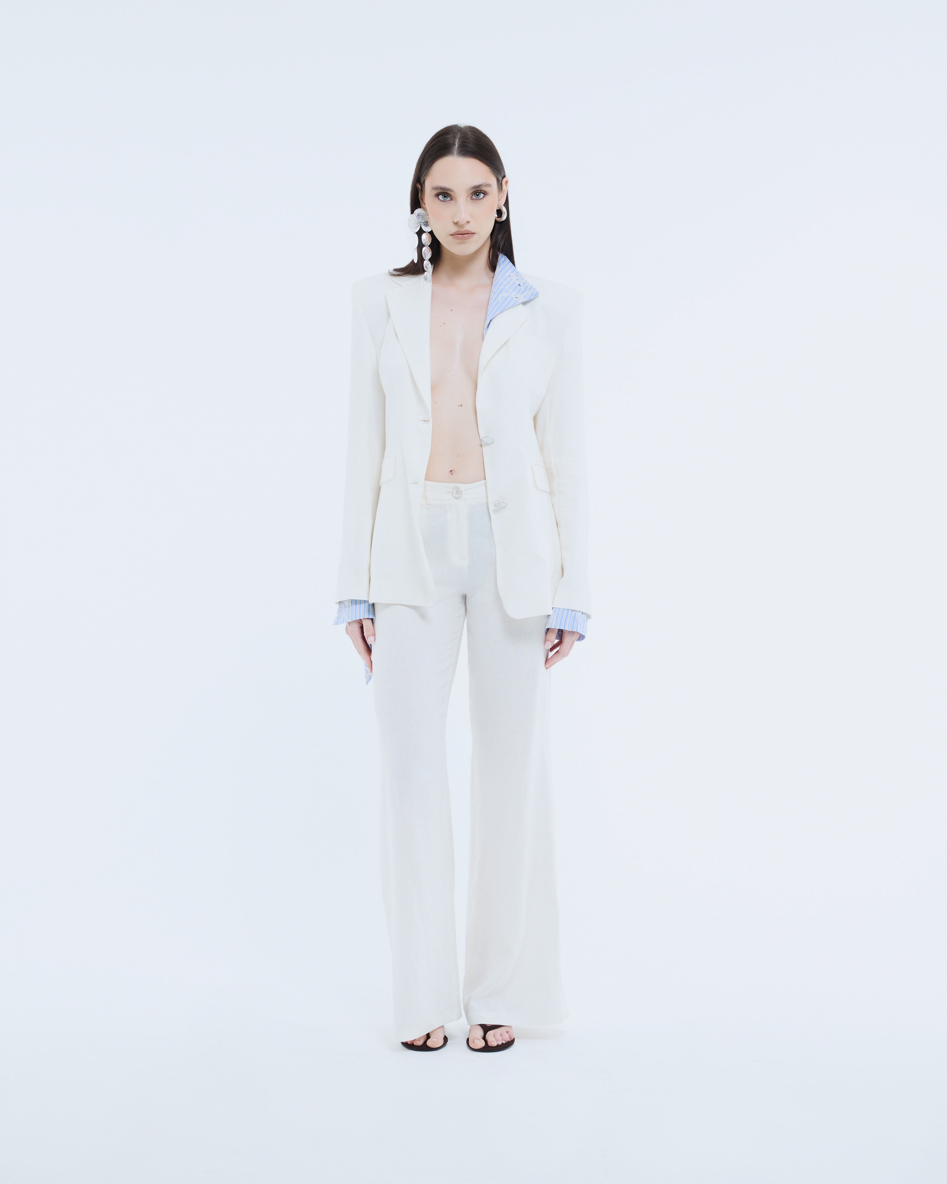 White Ecru Linen Pants