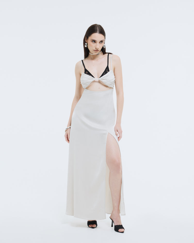 Ivory Origami Silk Dress