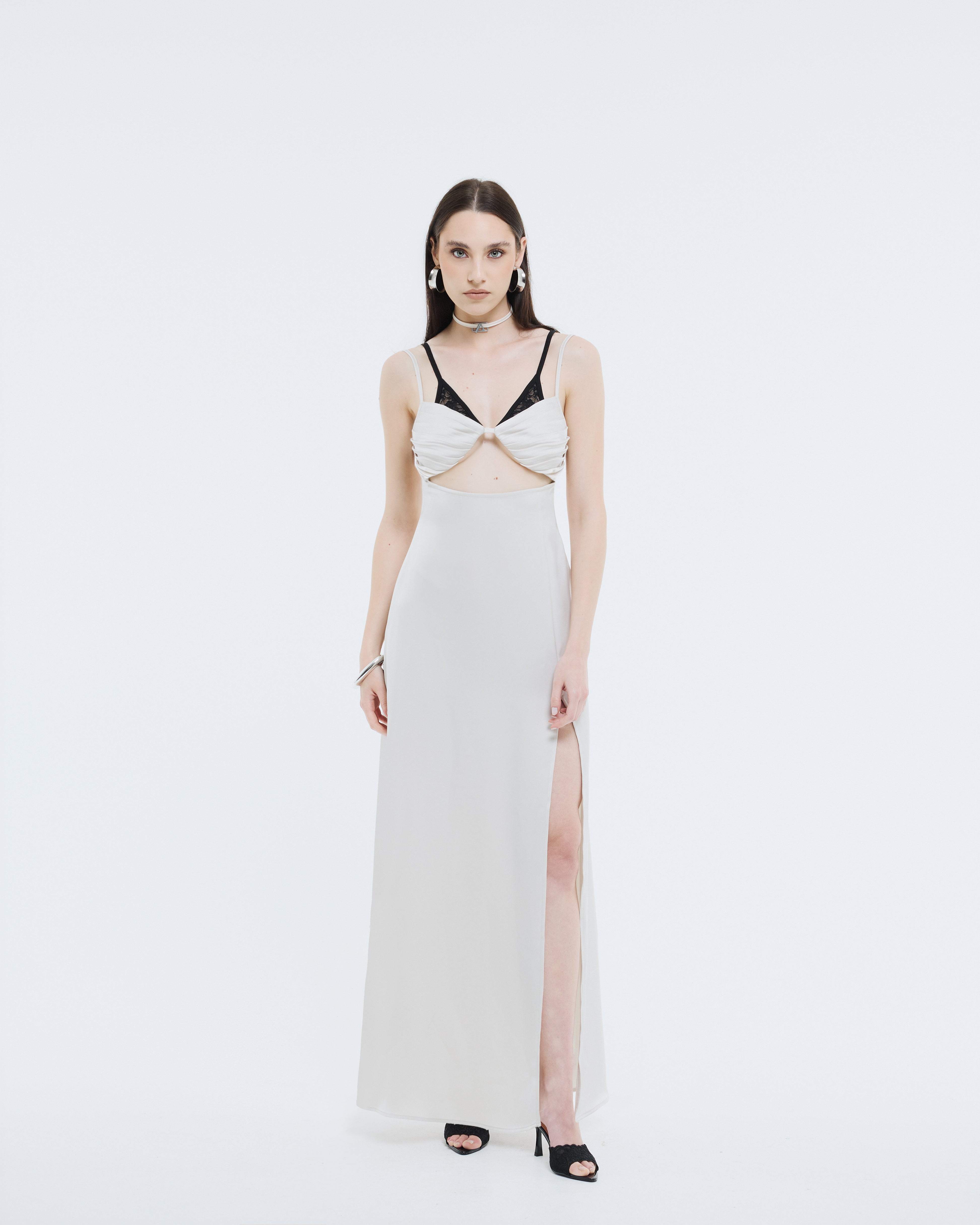 Ivory Origami Silk Dress