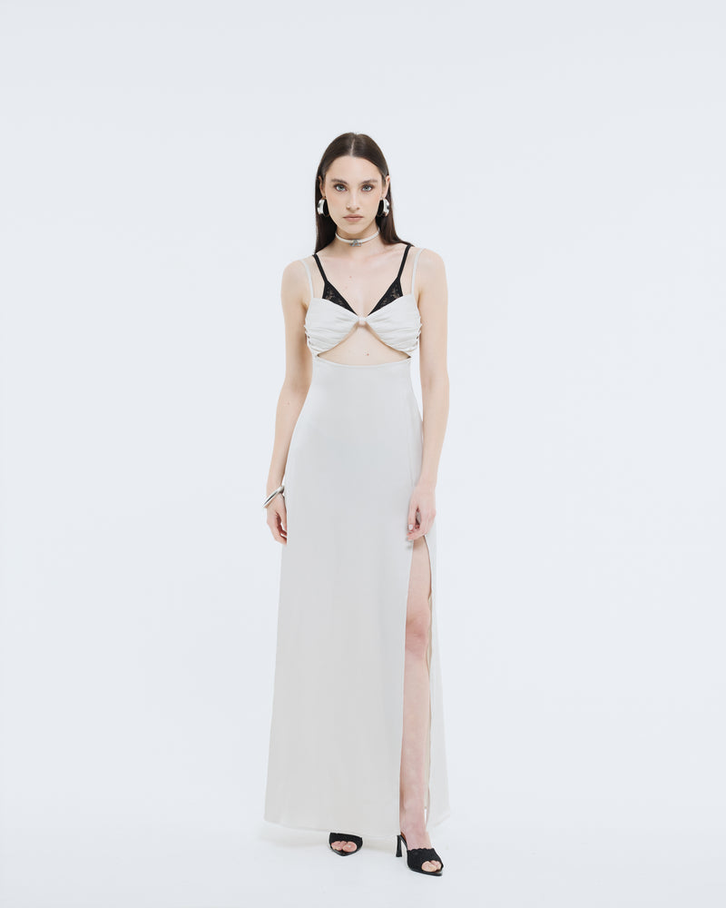 Ivory Origami Silk Dress
