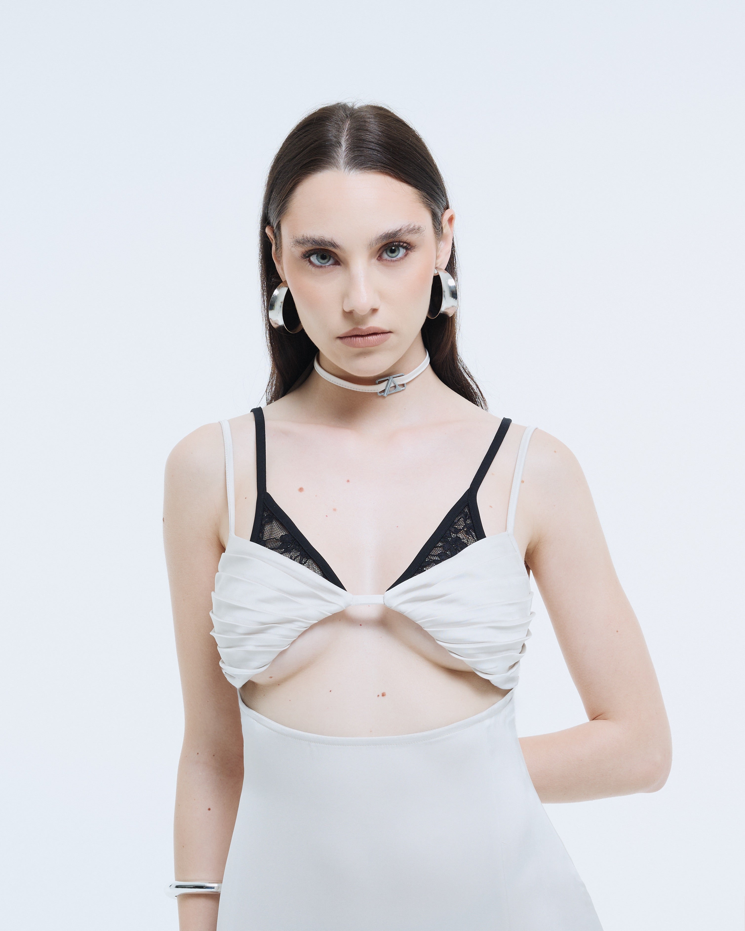 Ivory Origami Silk Dress